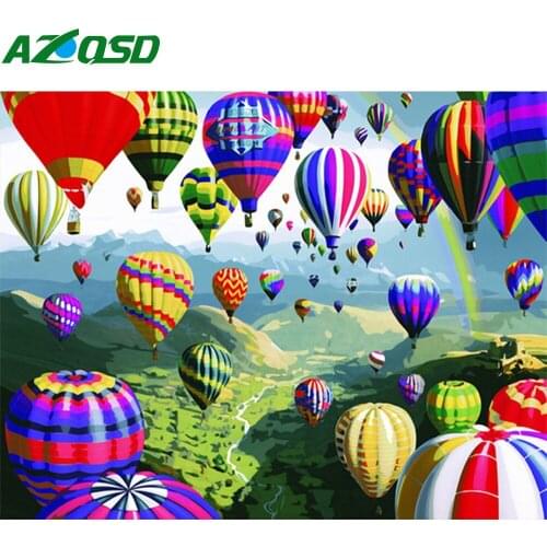 AZQSD Oil Painting By Number DIY Balloon Canvas Painting Kits Unique Gift Paint By Numbers Landscape Home Decoration