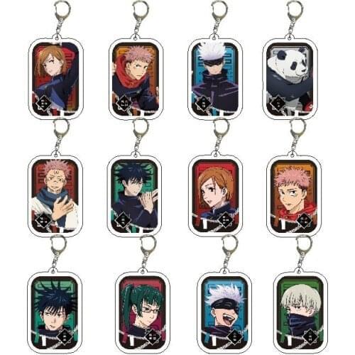 Anime Jujutsu Kaisen Gojo Satoru Keychain Cartoon Figure Yuji Itadori Megumi Fushiguro Nobara Kugisaki Acrylic Pendent Key Ring