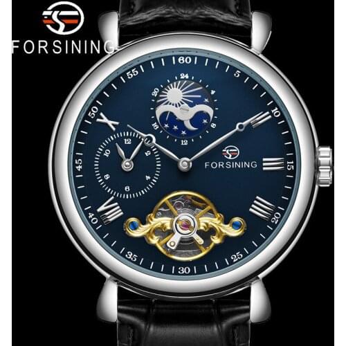 FORSINING Tourbillon Automatic Mechanical Men Wristwatch Military Sport Skeleton Male Clock Top Brand Luxury Blue Man Watch 8212