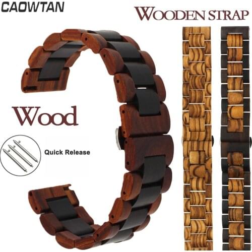 20mm 22mm Wood Watch Band for Huawei Watch GT Stainless Steel Strap Replacement Bracelet for Galaxy Wathc 3 Gear S3 46mm 42mm