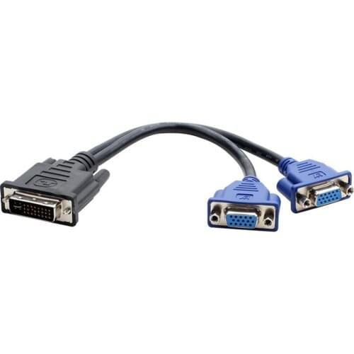 DVI-I 24+5 Pin Male to 2 VGA Female Splitter Monitor Video Adapter Cable Cord