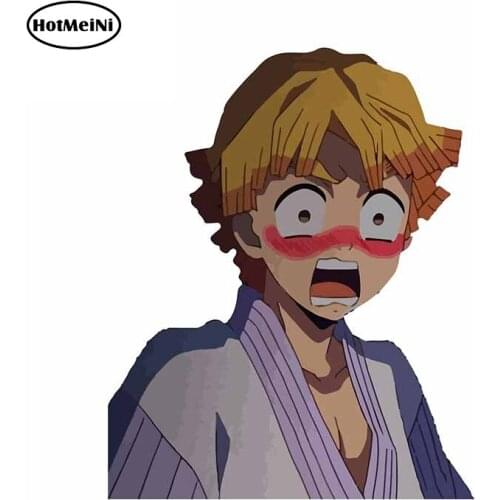 HotMeiNi 13cm x 10.3cm for Zenitsu Anime Car Stickers Personality Vinyl Funny Decals JDM ATV Waterproof Car Assessoires