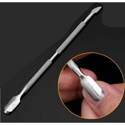1Pcs Nail Art Tools Stainless Steel Cuticle Pusher Double Head Spoon Remover Tools for Manicure Nail Art Care Pusher