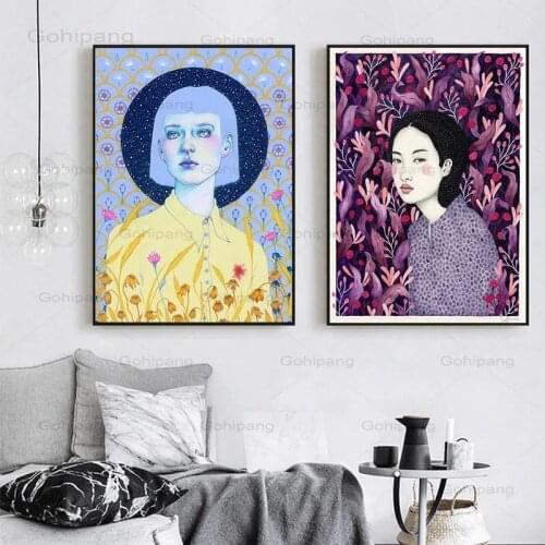 Canvas Painting Abstract Fashion Girl Watercolor Printed Wall Art Home Decor Modular Pictures Nordic Style Poster Living Room