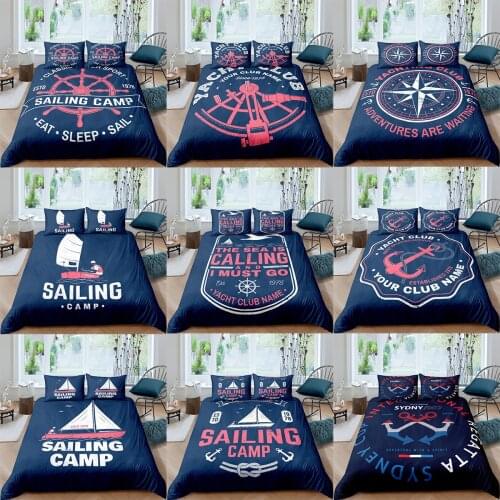 Dekbedovertrek 240x220 Sailboat Bedding Set Boys Teens 3D Navigation Themed Duvet Cover Bedclothes 2/3pcs Home Housse De Couette