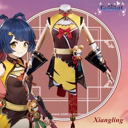 Genshin Impact Xiangling Cosplay Costume Game Anime Role Playing Party Uniform Female Full Set Dress Outfit COS Figure Clothing