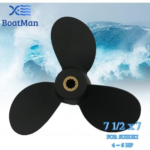 Boat Propeller 7 1/2x6 1/2 For Suzuki Outboard Motor 4-6 HP Aluminum 10 Tooth Spline Engine Part 58110-91JN0-019