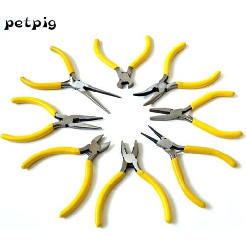 Petpig 5 Inch Mini Wire Cutter Pliers Manual Diagonal Pliers Household Small Curved Nose Flat Pliers Carbon Steel Tool Wood