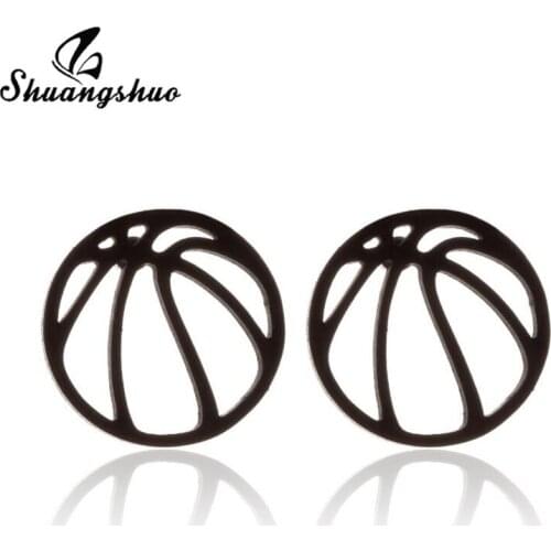 Shuangshuo Fashion 2020 Basketball Studs Earrings for Women Sports Jewelry Stainless Steel Football Volleyball Sports Earrings