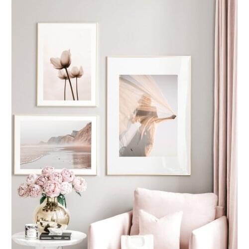 Wall Art Canvas Painting Waterfall Lake Wedding Girl Flower Nordic Posters And Prints Wall Pictures For Living Room Wall Decor