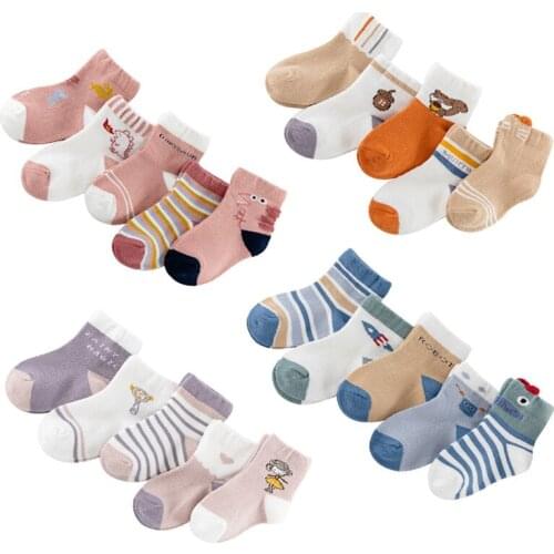 New combed cotton three-dimensional cartoon boys girls socks infant baby small middle large children socks five pairs of socks
