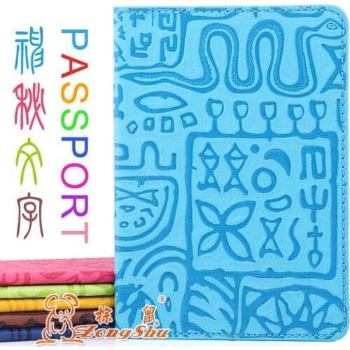 Zongshu passport New PU Leather Passport Holder Mens&Womens Travel Passport Cover Travel ID Card Bag Protective Sleeve