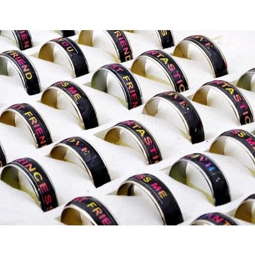 Wholesale 50pcs/lot Changable Colors Mood Rings Women/Men Hotsale Temperature Change Emotion Feeling Band Ring LOVE SMILE KISS