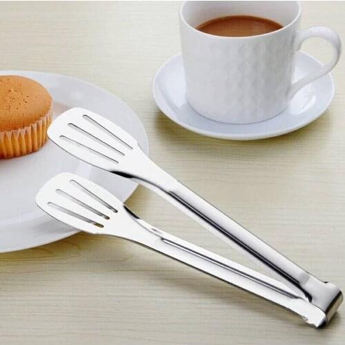 Food Tongs Stainless Steel Food Clip BBQ Tongs Non-Stick Heat Resistant Cake Clip Bread Salad Forks Buffet ZA6026
