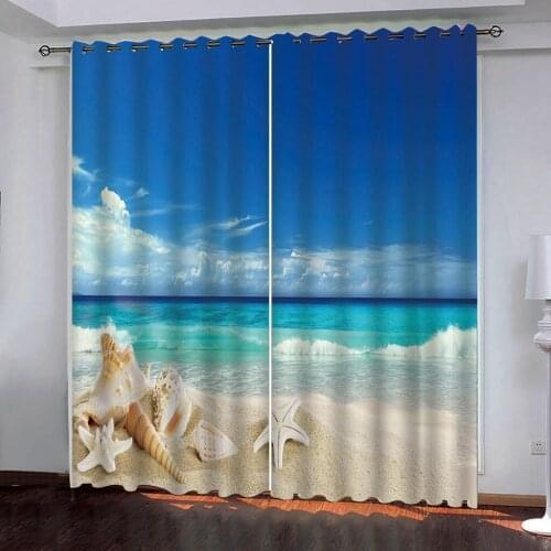 Custom Photo Curtains 3D Starfish on the beach Living Room Bedroom Curtains Stereoscopic Modern Window Curtain decor