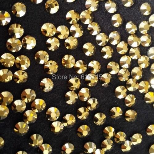 Superior shiny of hot-fix stones ss16 4mm size gold color in 1440 pcs each ;gold color stones for dancing shoes