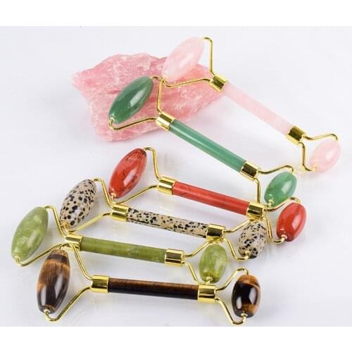 Rose Quartz Jade Roller Massage Jade Facial Massager Black Obsidian Face Roller with Box Face Slimming Massager Gouache Roller