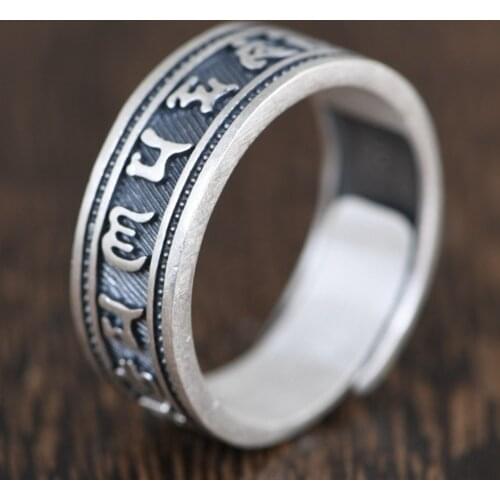 With Swastika Symbol Silver Resizable Size Buddha Ring Joyas Plata 925 Sterling Men And Women S925 Luxury Pride Fine Jewelry