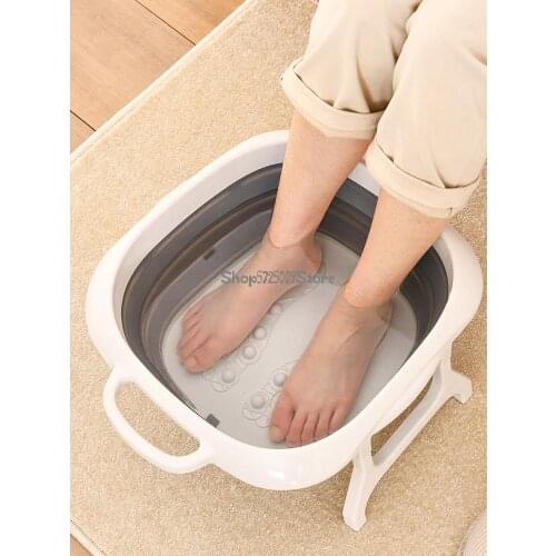 Folding Foot Bucket Plastic Foot Wash Basin Telescopic Travel Portable Massage Foot Wash Artifact Household Foot Bath