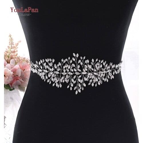 TOPQUEEN SH237 High Quanlity Bridal Belts Silver Diamond Belt Bridal Sashes Belt Luxury Rhinestone Belt Wedding Dress Sash Belt