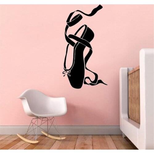 Dance Ballet Shoe Ballerina Girl Room Dance People Home Decal Sticker For Kids Nursery Baby Room Ballet Vinyl ov346