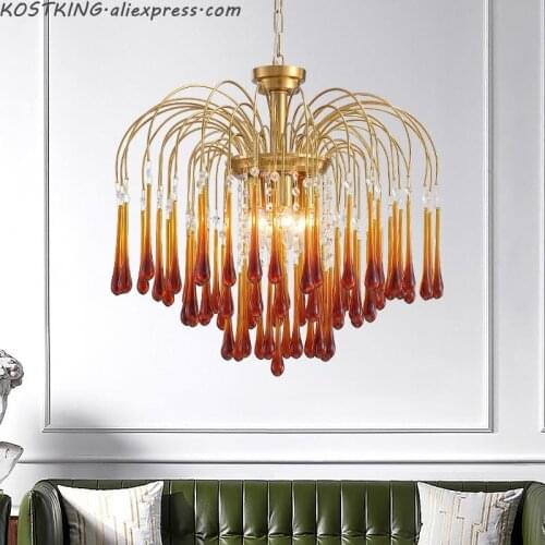 Vintage Italian water drop glass chandelier Classical French living room bedroom aisle entrance cloakroom lamp