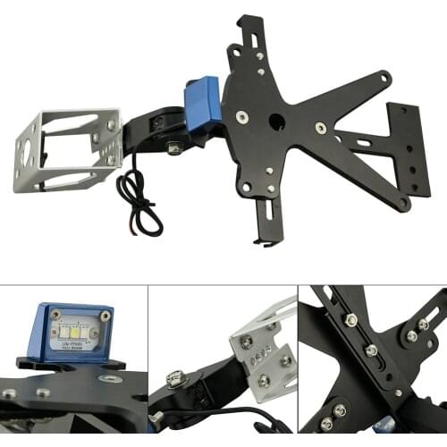 YZF-R1 Motorcycle Fender Eliminator Kit License Plate Holder with LED Light For Yamaha YZF R1 2007 2008 Aluminum Black