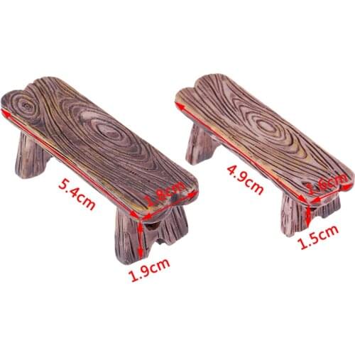 2pcs Cute Wooden Chair Stool Fairy Garden Miniatures Decor Couple Bench Action Figurine DIY Micro Gnome Terrarium Gift