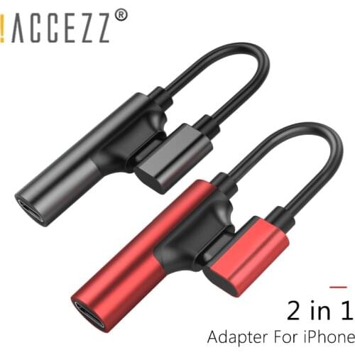 !ACCEZZ 2 in 1 Double Lighting Charging Audio Adapters For iphone X 10 8 7 Plus IOS 10.3 11 Charge AUX Splitter Cables Connector