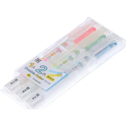 3pcs 2 Line Color Highlighter Pen Fluorescent Marker Spot Liner for Drawing Highlighting Paint Office School Student Accessories