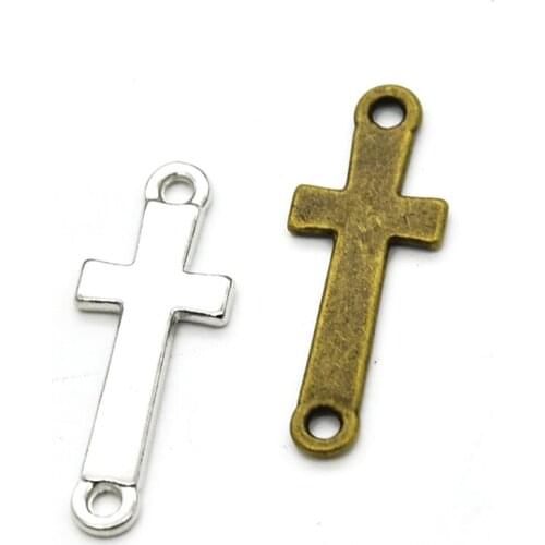 50pcs Vintage Christ Cross Connector Charms fit Pendant Necklace Bracelet DIY Handmade Tibetan Silver Plated Jewelry making