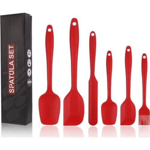 6pcs/set Silicone Spatula Heat-resistant Scraper Spatula Non-stick Cake Tools Oil Brush for Butter Cake Cream Pastry BBQ Tools