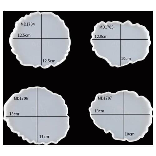 7Pcs DIY Coaster Resin Molds Kit Irregular Epoxy Resin Tray Silicone Mould Gold Foil Cup Holder Molds for Jewelry Craft