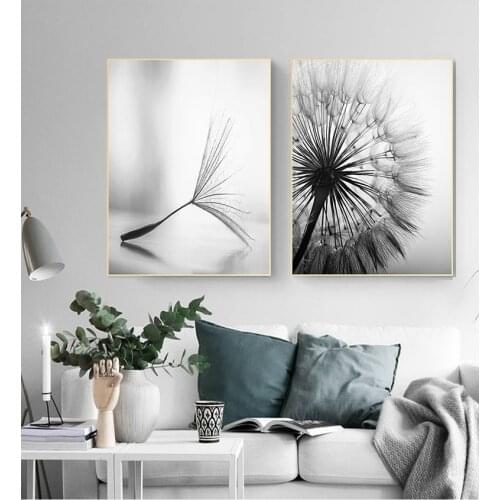 Decoration Living Room Abstract Wall Poster No Frame Dandelion Flower Canvas Painting Modern Black White Art Pictures for Home