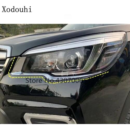 Car Front ABS Chrome Head Light Lamp Frame Eyebrow Frame Stick Trim Cover 2pcs For Subaru Forester 2018 2019 2020