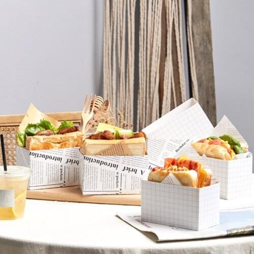 Baking Paper Hamburger Cartons Food Grade White Cardboard Sandwich Bread Wrapping Paper Restaurant Pastry Shop Bakery Food Box