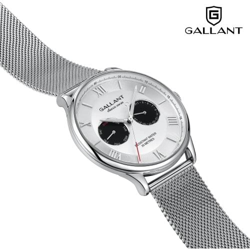 Mens Watch Waterproof Watch Multi-Eye Day Date Wrist Watch Stainless Steel Mesh Band, Roman Numerals Dial Luminous Quartz