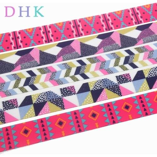 DHK 7/8'' 5yards tribal plaid printed grosgrain Ribbon Accessory hairbow headwear decoration Wholesale OEM E1648