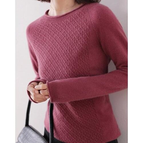 Female Jumpers 100% Goat Cashmere Knitting Pullovers Oneck Hot Sale Soft Warm Woman Sweaters Long Sleeve Clothes