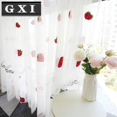 GXI Finished Fruit Curtain Tulle for Living Room Bedroom Childrens Room Window Screening Kitchen Sheer Cortina Drapes M231-35