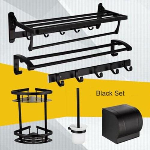 KOLERTH Polished Aluminum Bathroom Accessories Set With Towel Holder Hook Paper Holder Brush Holder Bathroom Hardware Set