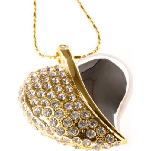 Crystal Heart 64GB 32GB 16GB Jewelry Usb 512GB Flash Drive Jewelry Memory Stick Pen Drive 1TB Gadget Pendrive 2TB Necklace Gift