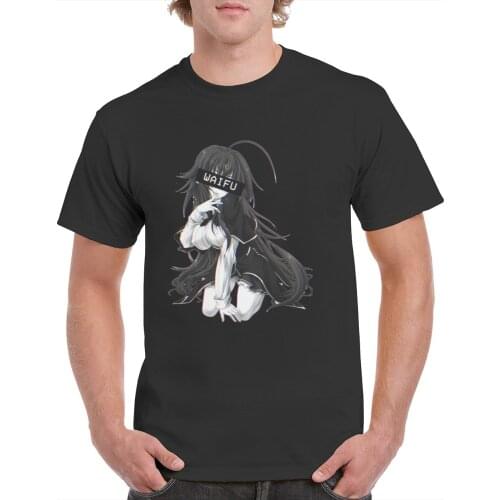 Summer Short anime Waifu Material Funny Hentai Anime Black T-Shirt Sleeve Hip Hop Tee Top Tee Male Funny Cotton Tops
