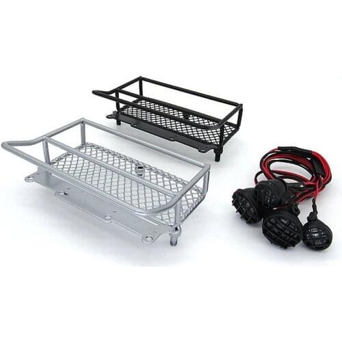 Metal Luggage Roof Rack Bracket Shelves with Car Lights for D12 WPL RC Car Upgrade Parts