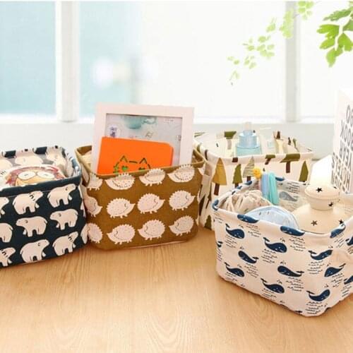 Multifunction Linen Desk Makeup Cosmetic Storage Box Container Case For Toys Clothing Stationery Office Home Organizer