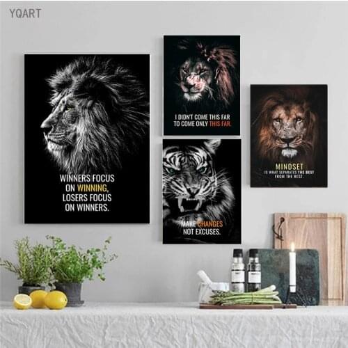 Motivational Artwork Wild Lion With Letter Quotes Canvas Painting Wall Art Posters Prints Pictures for Living Room Home Decor