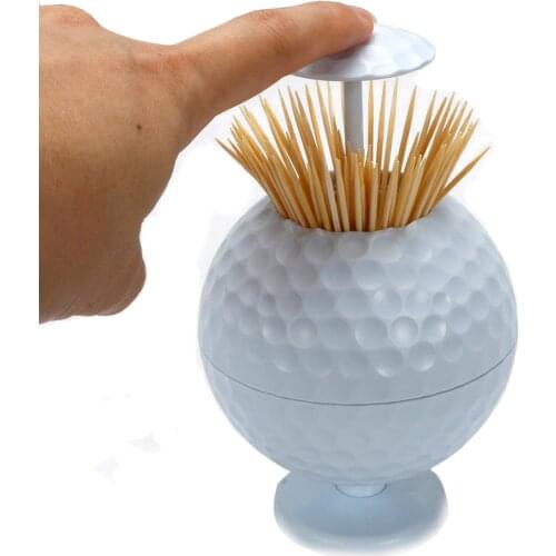 Golf ball Toothpick Pressing Automatic Toothpick Box Personality Portable Toothpick Bucket free shipping