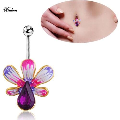 New Fashion Medical Bar Big Glass Stone Bowknot Belly Button Piercings Rudy Body Jewellery Navel Ring Pircing barriga