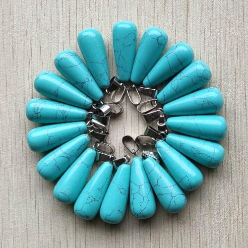 Wholesale 50pcs/Lot trendy water drop shape stone Pendants for jewelry accessories making free shipping