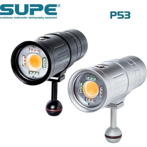 SUPE Scubalamp P53 5000Lumens White Red Blue Pink Strobe Underwater Strobe Light Photography Focus Light Scuba Diving Light Dimm